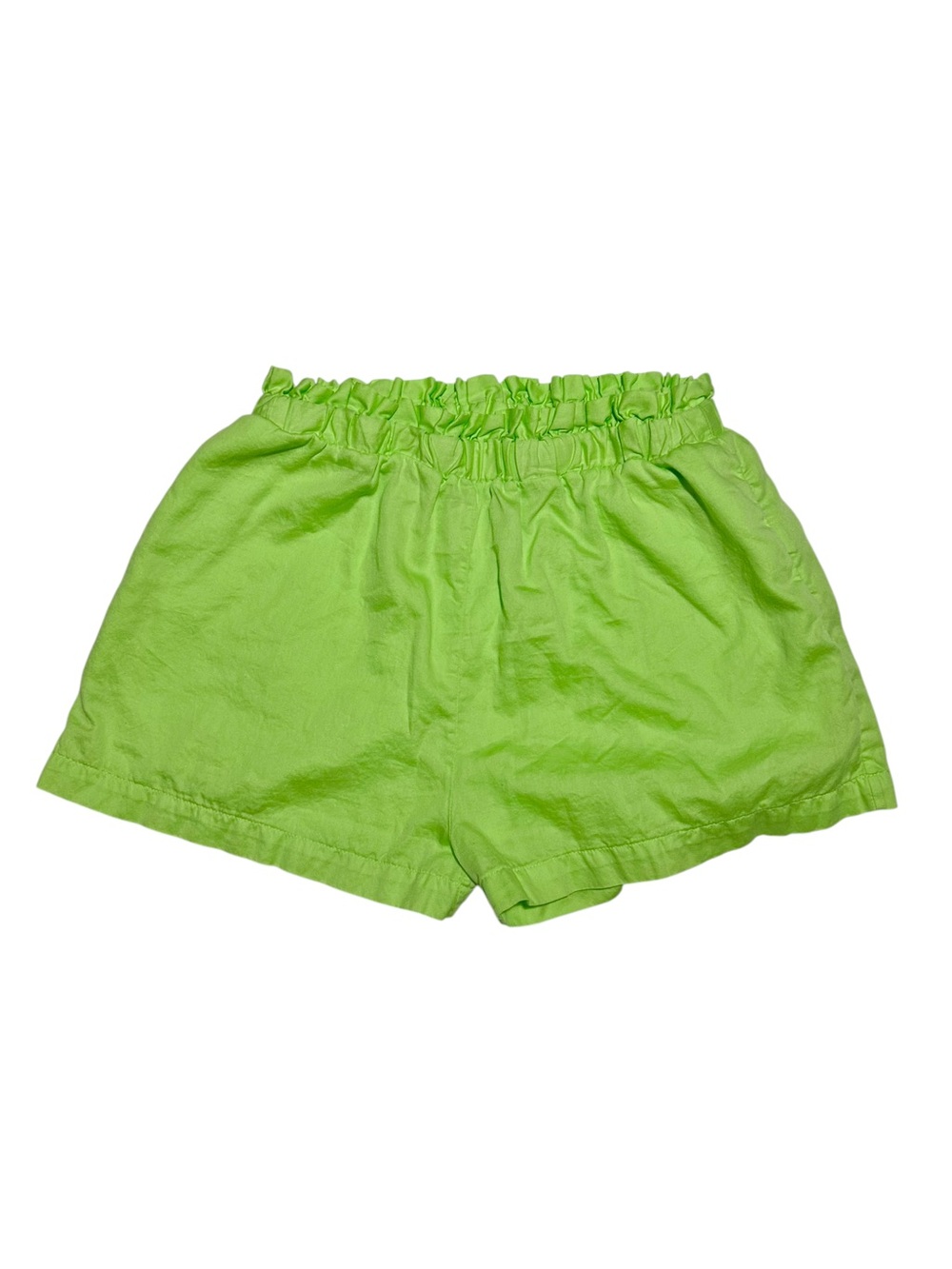 Stark X Pastel Lime Green Paperbag Waist Cotton Shorts Pockets Pull-On Size S